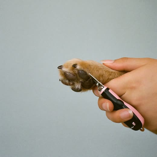 A dog's paw held for a nail trim